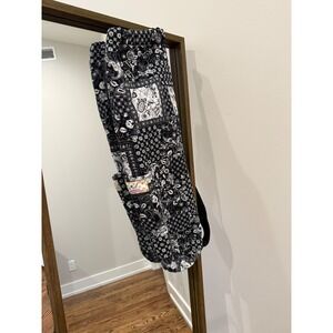 PBpulahteez Boho Patchwork Yoga Mat Bag Carrier Black White Paisley Pouch